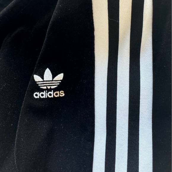 Adidas originals classic trefoil logo black velour/velvet leggings - Picture 2 of 5